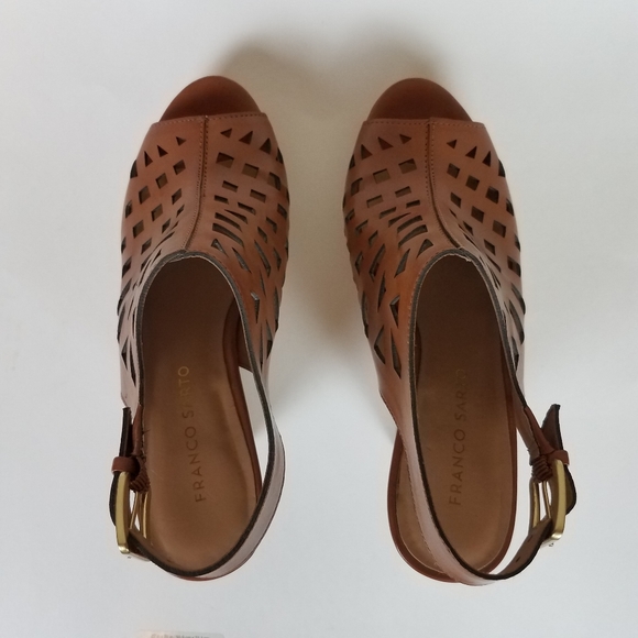 NWOT Franco Sarto Sassy Brown Cork Wedge Sandals - Picture 9 of 12